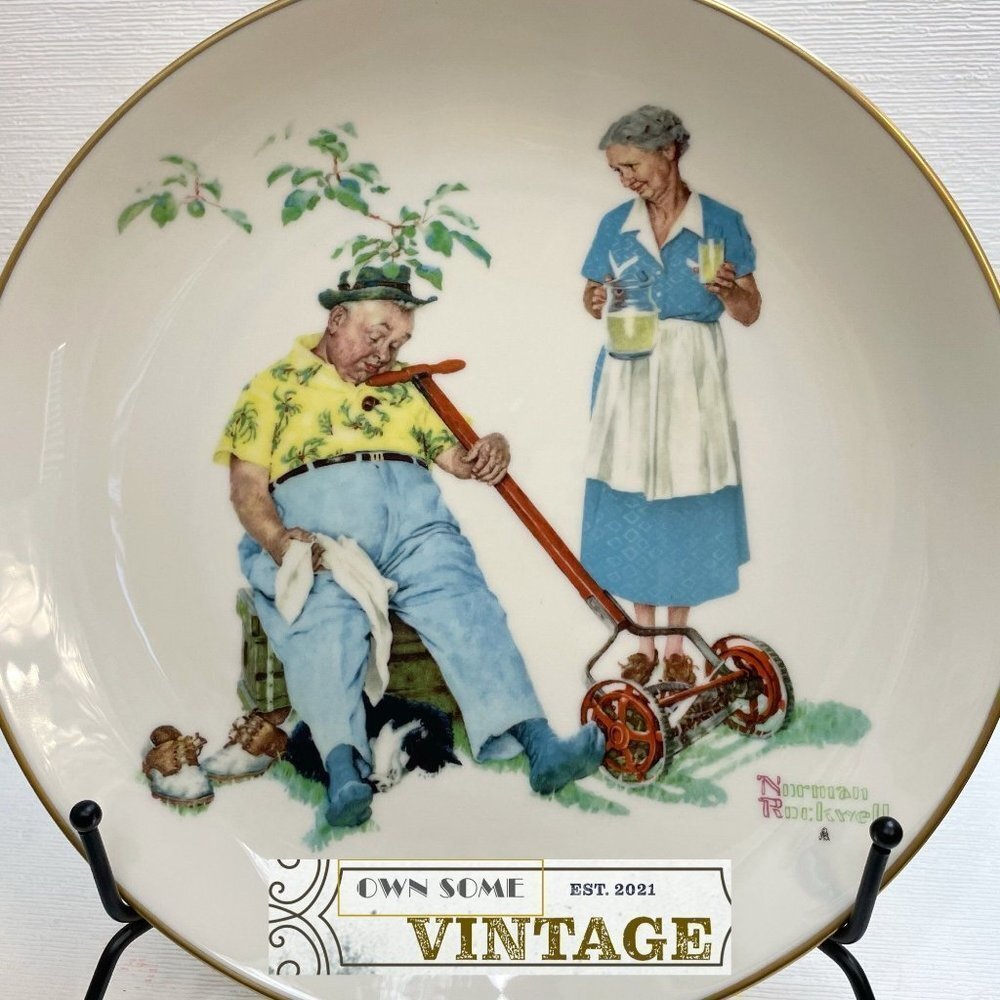 1978 Gorham Norman Rockwell Decorative Plate - 'Cool Aid'